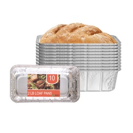PARTY BARGAINS 2 Lb Aluminum Loaf Pan - 10 Pack, 8.5" x 4.5" x 2.5" Heavy Duty Disposable Bread Pans for Perfect for Baking, Lasagna, Meatloaf & Food Serving (Max 240°C)