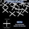 sourcing map 800Pcs Tile Spacers, 1.5mm 1/16" Cross Shape Wall