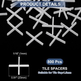 sourcing map 800Pcs Tile Spacers, 1.5mm 1/16" Cross Shape Wall Floor Tile Spacer, White