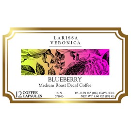 Blueberry Medium Roast Decaf Coffee (Single Serve K-Cup Pods) (Gourmet, Naturally Flavored, Whole Coffee Beans) (12 pods, ZIN: 571465) - 2 Pack