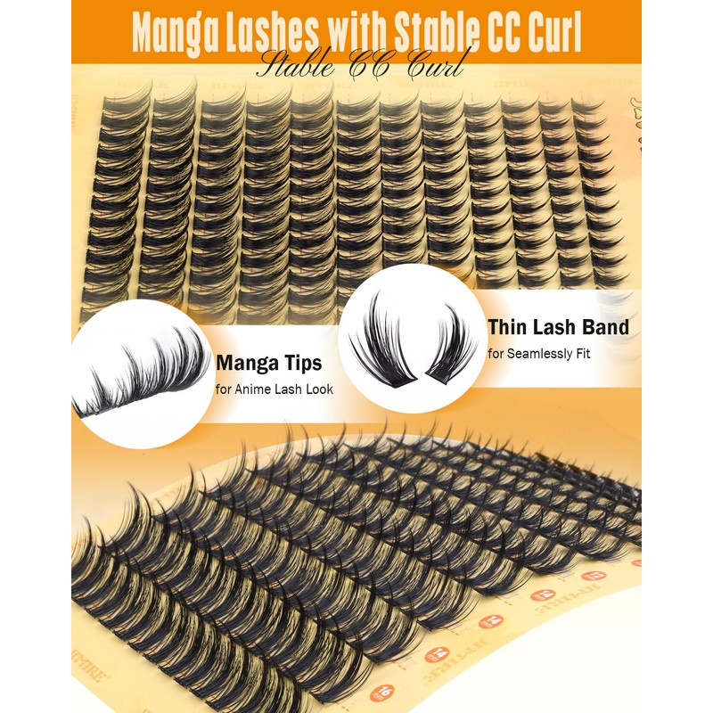 JIMIRE Manga Cluster Lashes Natural Looking 180Pcs Individual Eyelashes Wispy
