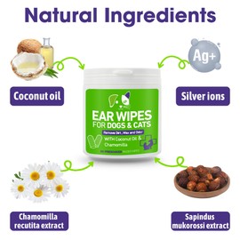 PUMBLER Pet Ear Wipes for Dogs & Cats - Gentle and Effective Ear Cleaning Solution - Remove Dirt, Wax and Odor - 50 Count Dog Ear Relief Finger Wipes