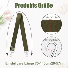 Moorle Wide Bag Strap, Olive Green, Shoulder Strap for Bags, 3.8 cm Wide Shoulder Strap for Bags, Green, Adjustable Shoulder Strap for Bags, Shoulder Bag, Women's Crossbody Bag, Nylon Shoulder Strap,