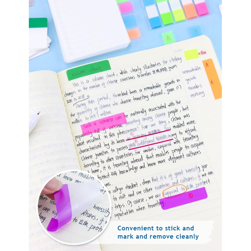 GAUENEEN 500 Pcs Sticky Page Tabs, Book Tabs Writable, 2