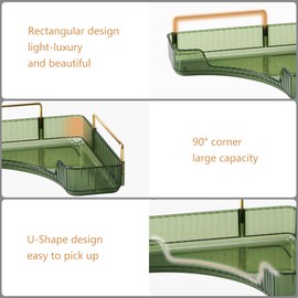 Weidace Corner Bathroom Counter Organizer Bathroom Countertop Shelf Makeup Organizer for Vanity Perfume Tray for Corner Storage (2 Tiers, Green)