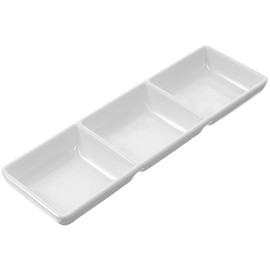 Kichvoe Sauce Dipping Tray: Three-grids Appetizer Serving Dish Melamine Reusable Seasoning Storage Plate Snack Dish for Side Dish, Ketchup, Soy, BBQ