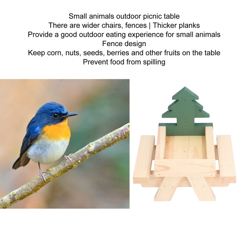 Squirrel Picnic Table Wooden Funny Squirrel Feeder with Corn Cob