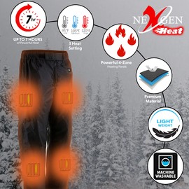 Nexgen Heat MPM5715SET Men Black Winter Thermal Heated Pants for Ski and Riding w/Rechargable Battery Pack - 2X-Large
