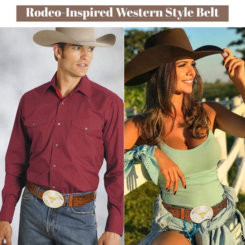 SANSTHS - Cinturones de vaquero para hombre, Hebilla de toro
