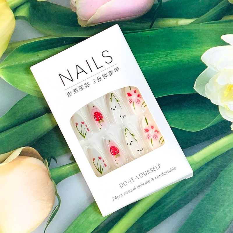 EYZOTSF Press on Almond Nails Medium Length Glossy Full Cover