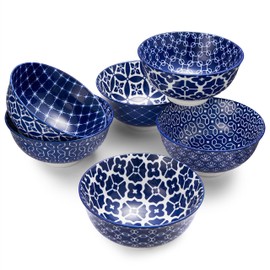 DOWAN Small Dessert Bowls Set of 6, Ice Cream Bowls 10 OZ, 4.5 Inch Ceramic Cereal Bowls for Fruit, Snack, Bouillon Cups for Dipping, Side Dishes, Sauce, Microwave and Oven Safe, Dishwasher