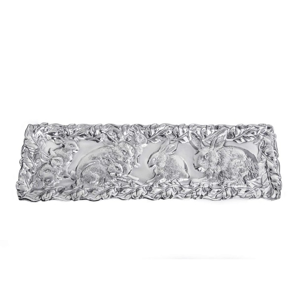 Arthur Court Designs Aluminum Bunny Oblong Tray Food Serving Tray