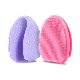 Cepillo exfoliante facial de silicona, cepillo exfoliante manual, cepillo limpiador facial de mano para mujeres y hombres, color negro