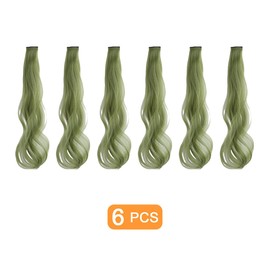 Traziewell Curly Clip in Hair Extensions Long Wavy Soft Synthetic Hair Pieces for Women Ladies Daily Use Party Green 0112