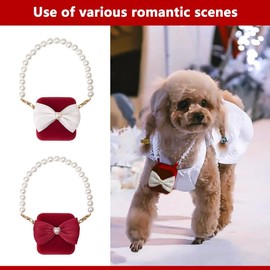 La La Pet® Detachable Pet Wedding Collar with Ring Bearer Box Dog Pet Wedding Collar with Ring Box Couple Ring Storage Box for Proposal Engagement Wedding Party Red S