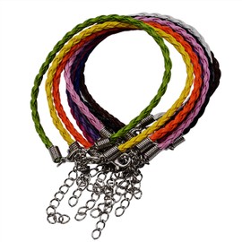 50pcs Bracelet Making Cord, Lystaii Multi Color Leather Plaited Bracelet Cords Ropes Charms with Lobster Claw Clasp for Bracelets Jewelry Making DIY Handicrafts 9.25inch Braided Ropes for Wrist