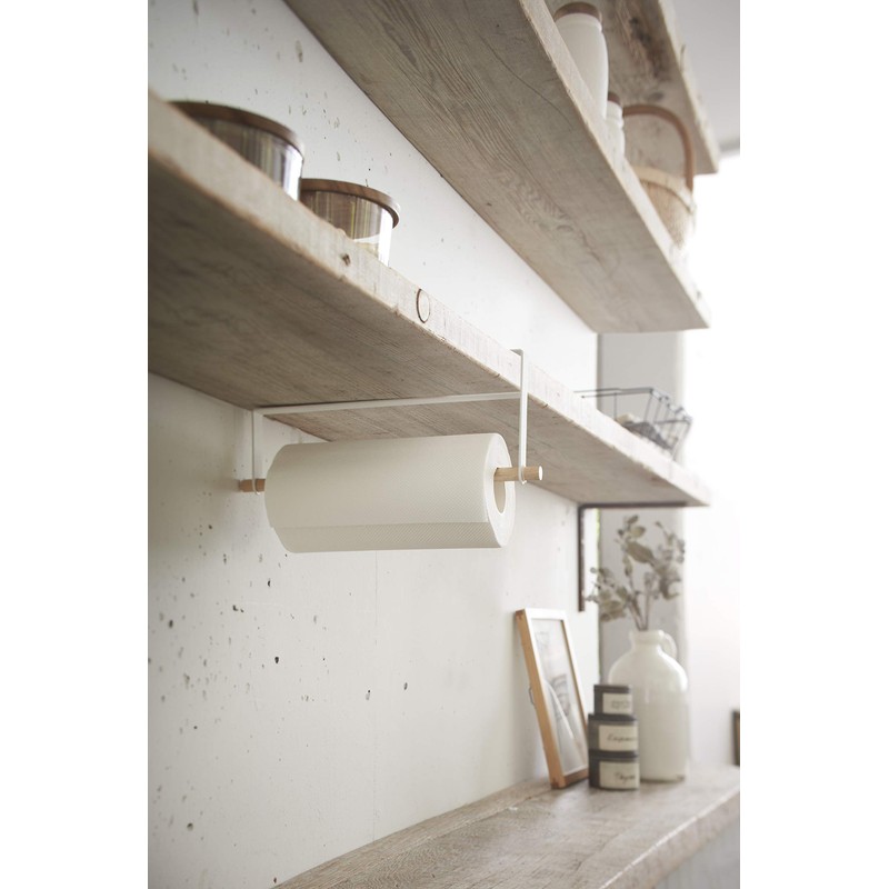 Yamazaki Zaki Paper Towel Roll Holder, Steel, White
