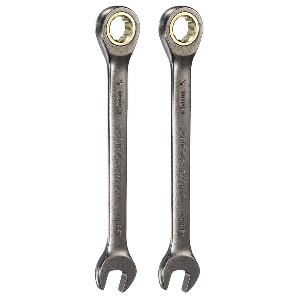 HARFINGTON 2Pcs Ratcheting Wrench 13mm Metric Open End Wrench 90-Teeth