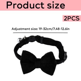 GroveEss 2PCS Bowtie Cat Collars with Bell,Cute Adjustable Bow Tie Cat Collars, Safe Quick Release Christmas Themed Kitten Collar Decoration Accessories for Kitten Puppy(Black,Red)