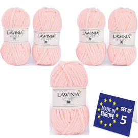 LAWINIA VELVET Premium Weiche Dicke Wolle Zum Häkeln, Chenille Wolle 5x100g-65m FUSSELT NICHT Flauschige Wolle, Samtwolle, Plüschwolle, Kuschelwolle Zum Häkeln Chenille Garn, Bulky Yarn Hobbii Wolle