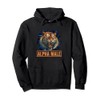 Alpha Male Funny Men's Tiger Lion Pullover Hoodie, black