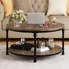 IDEALHOUSE Round Coffee Table for Living Room Rustic Center Table