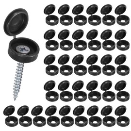 M METERXITY 100-Pack Plastic Hinged Screw Cover Caps, 6mm Shutter Screws with Caps, Fold Snap Washer Covers, Washer Flip Protection Covering M3 M4 M5 Screws Heads [Black]
