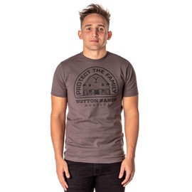 Yellowstone Mens' Dutton Ranch Protect The Family Paramount Series T-Shirt, S Charcoal Grey