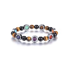 Jovivi Chakra Bracelets for women Mens Beaded Bracelet Tiger Eye Obsidian Hematite Chakra Anxiety Stone Bracelet Jewellery Crystal Gifts for Women Men Christmas Birthday Anniversary
