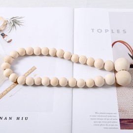 Wood Bead Curtain Tiebacks，Curtain Tie Backs for Curtains 2 Pack，Magnetic Curtain Tiebacks, Elegant Curtain Tie Backs for Bedroom Decor, Boho Room Decor, Farmhouse Decor