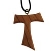 Holy Land Market Hand-Carved Olive Wood Tau Cross Necklace from