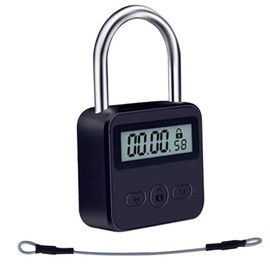 Metal Timer Lock, LCD Display Multi-Function Electronic Time, 99 Hours Max Timing, USB Rechargeable Timer Padlock Timer Padlock Timer Lock (Black)