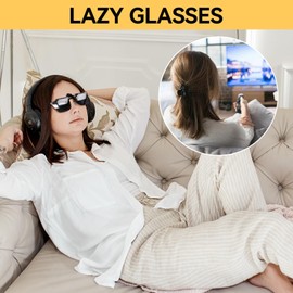 Clip on Lazy Glasses,Laying down reading glasses,Adjustable Look Down Glasses for Nearsighted People,Rotatable 90 Degrees Prism Glasses for Crocheting Knitting Watching Reading in Bed Sofa Chair