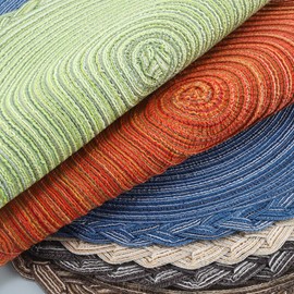 VEIZIBEE Table Mats， Heat Resistant Braided Placemats Lace meal mat Washable Anti Slip Round Place Mats for Kitchen Dining Table European Style，Hand Woven Fabric Table Mats of Ramie (Green, 38cm)