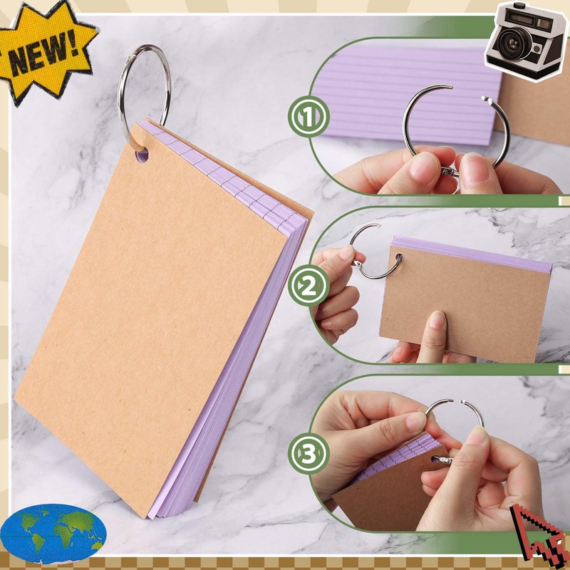 LONHCHI Index Cards A7 A8,500 Pieces Lined Index Cards
