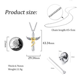 OutstandLong Mom Cross Cremation Jewelry for Ashes Gold Plated Urn Necklace Memorial Ash Pendant Keepsake Jewelry Women