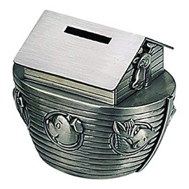 Elegance-88611-Pewter Plated Noah's Ark Bank Silver Small