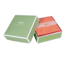Caspari Block Print Leaves Boxed Paper Cocktail Napkins in Fuchsia & Orange, 40 Per Box
