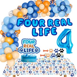 Blue Dog 4th Birthday Decorations for Boys - Real Life 4 Year Birthday Party Supplies
