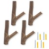 ZCLGOOD 4Pcs Real Wood Tree Branch Wall Hook, Rustic Decorative