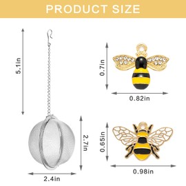 Steel Tea Strainers for Loose Tea, 2-Pack Tea Balls with Extender Chain, Tea Infuser for Brewing Loose Leaf Tea, Spices and Condiments, with 2 Bee Charms