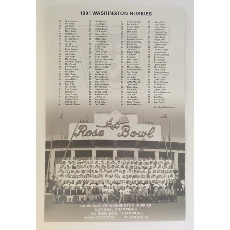 WASHINGTON HUSKIES National Champs 25th Anniversary 2 Sided Poster UW