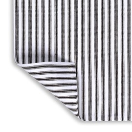 Cackleberry Home Black and White Ticking Stripe Woven Cotton Table Runner Reversible 14 x 72 Inches