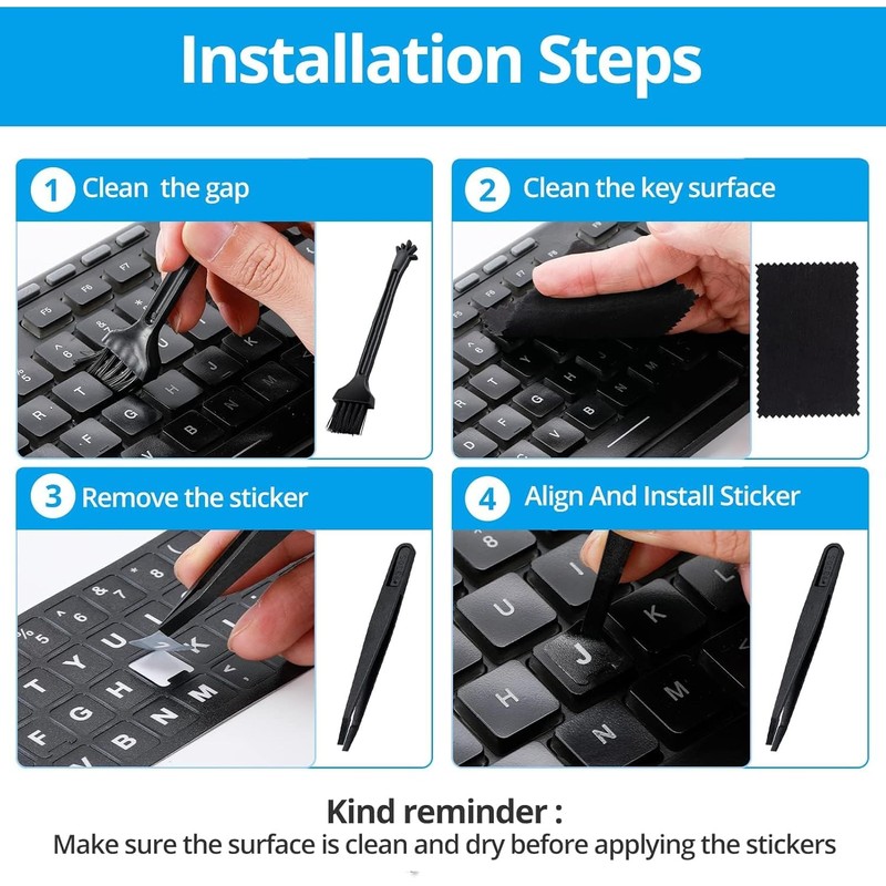 Arabic Keyboard Stickers[5 in 1],Arabic-English Keyboard Letter Replacement Sticker with