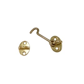 QCAA Forged Brass Cabin Hook Latch & Eye, 2-1/2", Vibrated Brass, 1 Pack, Made in Taiwan