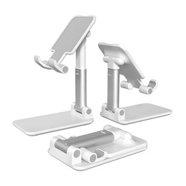 スマホスタンド 折り畳み 高さ調整可 コンパクト スマホ立て 携帯スタンド 卓上 スマホスタンド 角度調整可能 持ち運び 滑り止め付き ブラック ホワイト 折りたたみ式スマートフォンスタンド デスクトップホルダー (ホワイト)