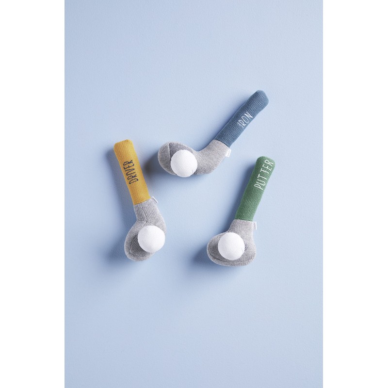 Mud Pie Children's Goft Knit Rattle, Green Putter Club