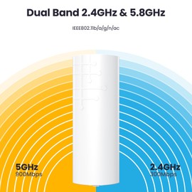 Wireless Bridge Dual Band 2.4GHz & 5.8GHz, 3KM Long Range Outdoor Wireless Bridge, Gigabit WiFi Bridge 100Mbps/1000Mbps High Speed, Preconfigured PtP/PtMP, 14dBi, 24V PoE Power (CPE3KM)