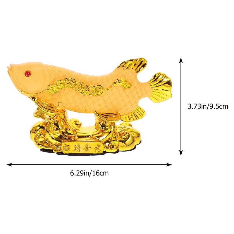 GANAZONO Feng Shui Wealth Arowana Fish Lucky Fish Statue Figurine