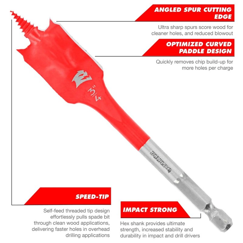 Diablo Spade Bit for Wood - Speed-TIP Design - Curved